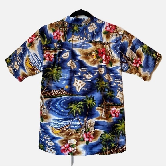 RJC Made in Hawaii Hibiscus Hawaiian Islands Camp Button Down Shirt - Picture 2 of 10